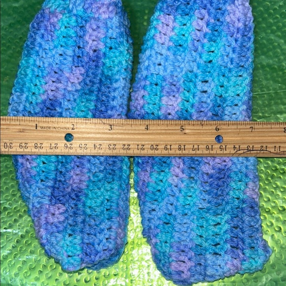 Handmade Blue and Purple crochet Slippers. Size medium or Women’s 7 - Picture 5 of 6